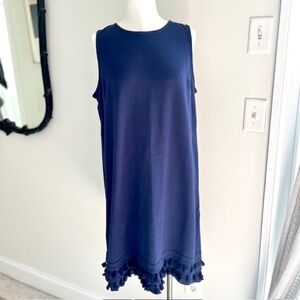 Crown & Ivy navy Knit shift with Tassels Dress NWT SXL